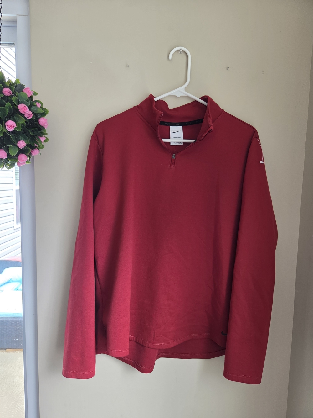 Nike Men’s Crimson Quarter-Zip Pullover Sweater Xl Extra Large Red Long Sleeve